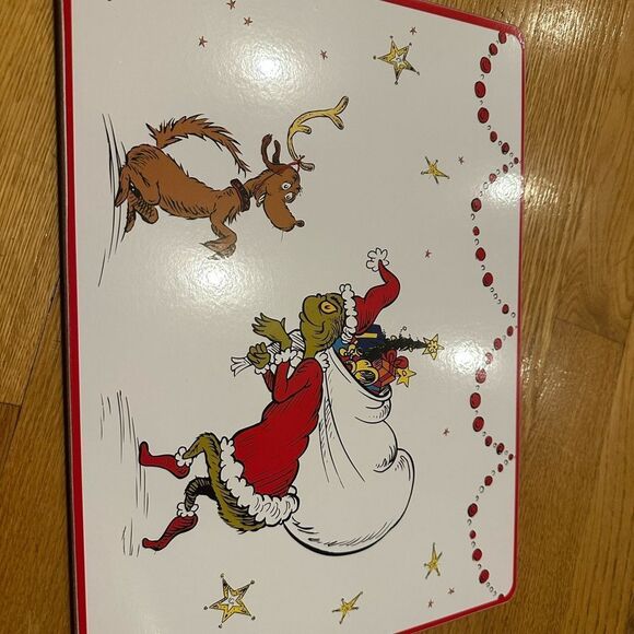 NEW RARE Pottery Barn Kids Set of 4 Dr. Seuss Grinch Hardmats READ - Picture 7 of 7